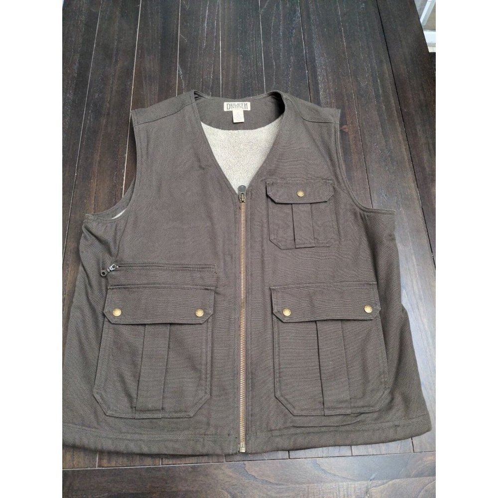 Duluth Trading Co Canvas Fleece Sherpa Lined Work Vest Winter Mens XL Excellent